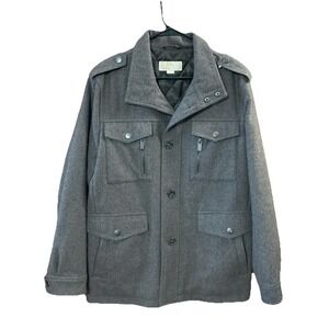 Michael Kors Men's Wool Blend Coat Sz M Brown Quilted Insulated Utility Jacket